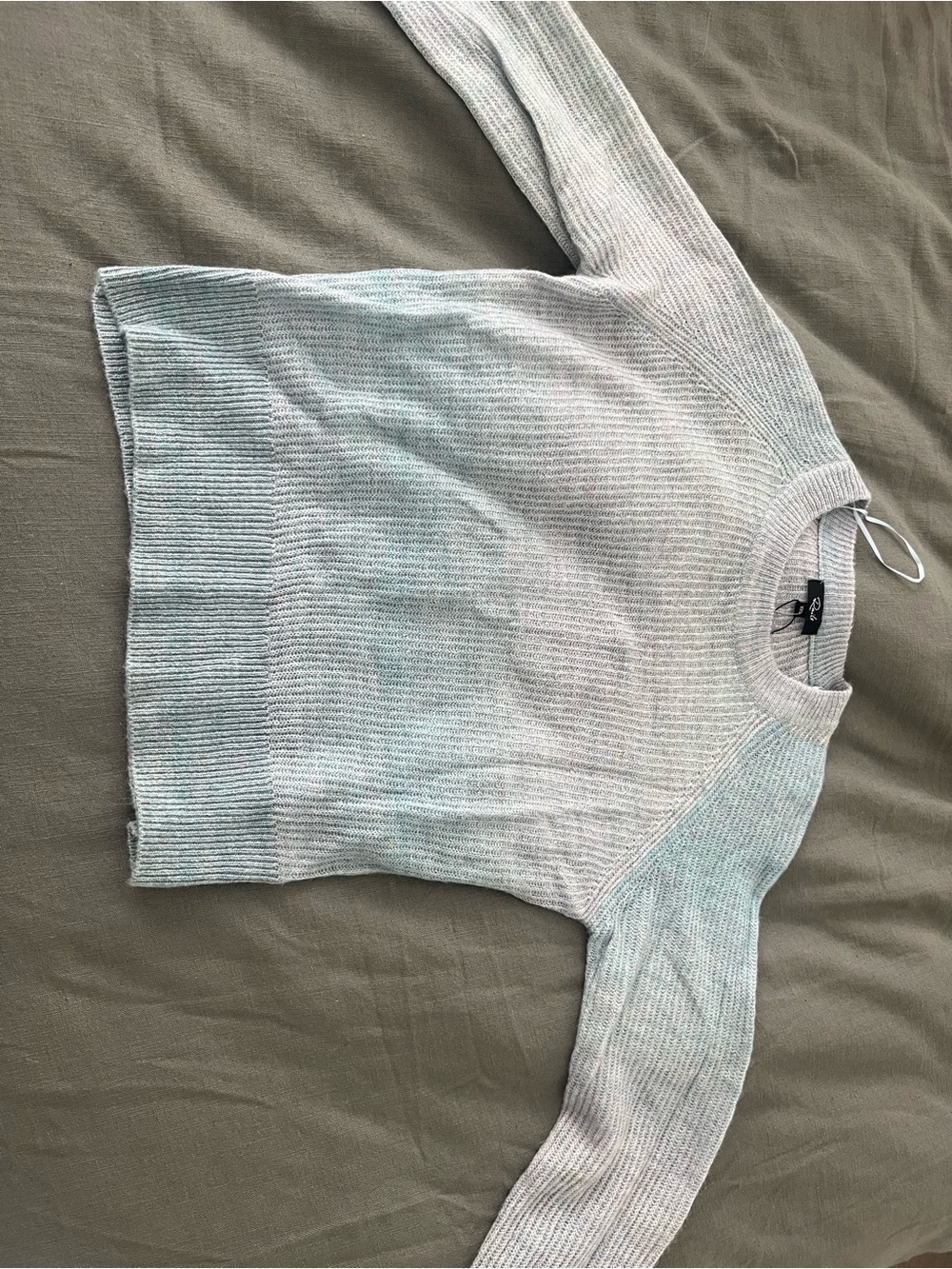 Rails Pastel Heathered Crewneck Sweater in Light Gray and Mint